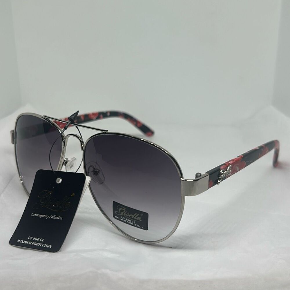 Giselle Contemporary Collection Aviator Sunglasses – UV400 Protection, Floral Ar